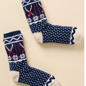 Cozy Blue and Cream Patterned Socks